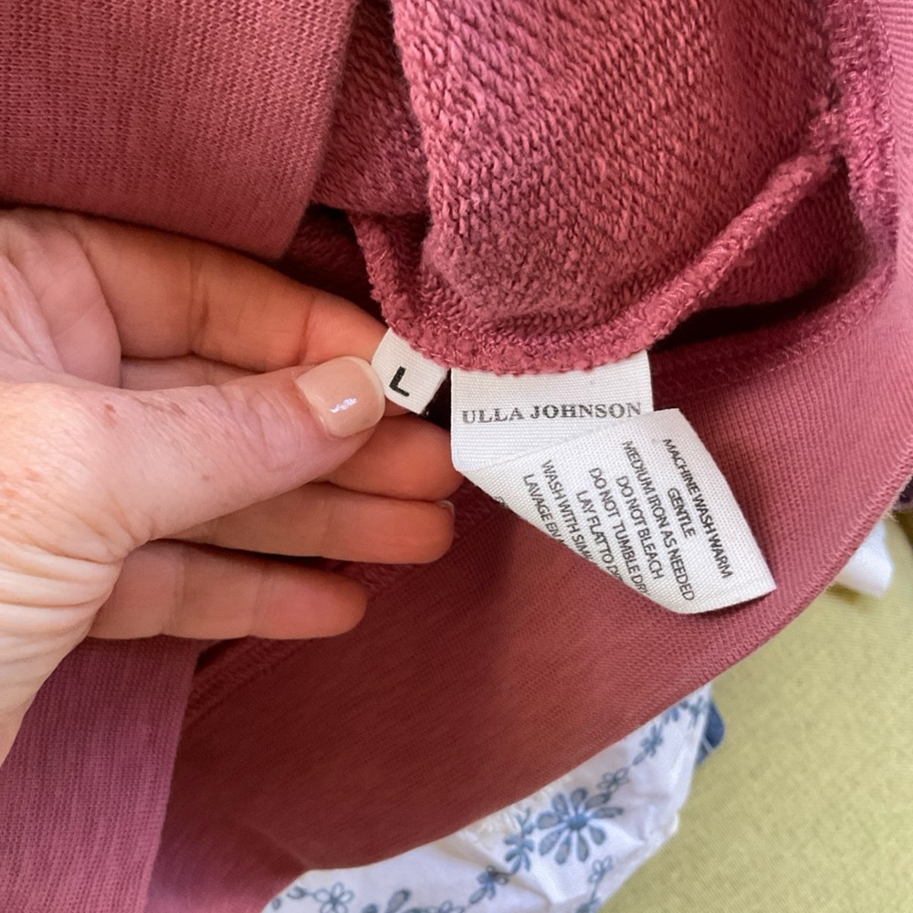Ulla Johnson Sutton U-neck Puff Sleeve Sweatshirt in Pink Size large - Picture 4 of 6